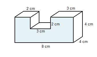 What is the surface area of the shaded front face of the composite solid?  a. 16 square