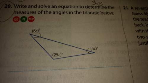 Write and solve an equation to determine the measures of the angels in the triangle below