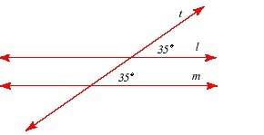 From the following figure, how can you conclude that lines l and m are parallel?  altern