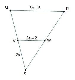 If v is the midpoint of and w is the midpoint of , then what is vs?  4 units 8 uni