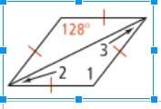 In the rhombus, what are m angle 1, m angle 2, and m angle 3? the diagram is not drawn to scale.