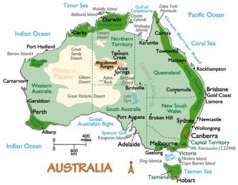 Which offers the best description of the location of australia's major cities and population centers
