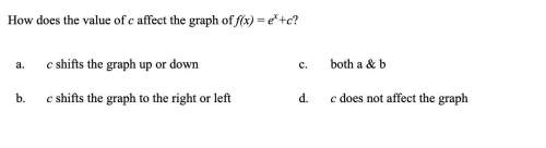 (q9) how does the value of c affect the graph of f(x) = ex+c?