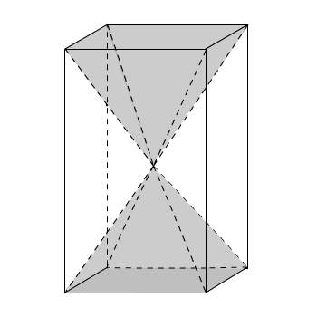 ﻿both pyramids in the figure have the same base area as the prism. the ratio of the combined volume