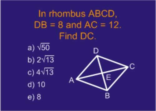 In rhombus abcd, db=8 ac=12 find dc.