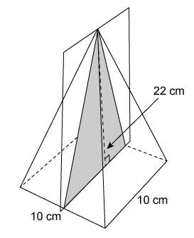 50 points answer  a slice is made perpendicular to the base of a right rectangular pyram