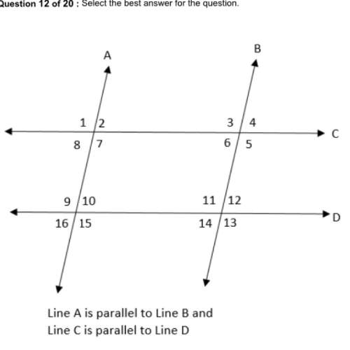 Using the diagram, what can be said about angles 7 and 12?  a. they're congruent.