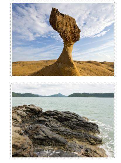Each photo shows an example of weathering and erosion. match each photo with the element that caused