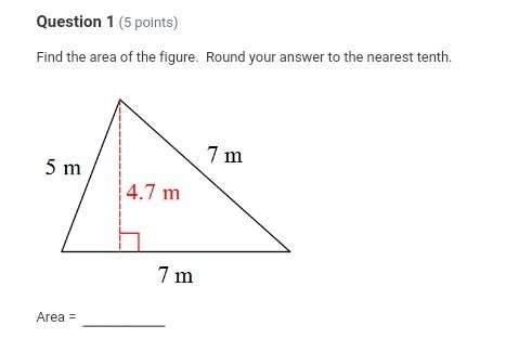 Question 1 (5 points)find the area of the figure. round your answer to the nearest tenth