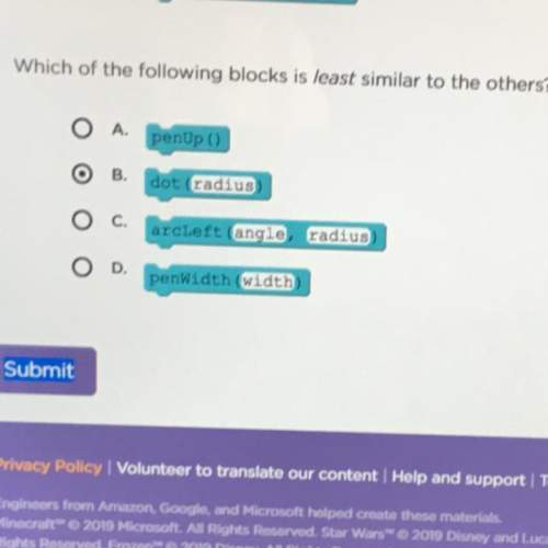 Which of the following blocks is least similar to the others?  o a. penup () dot (