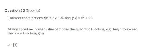consider the functions f(x)=3x+30 and g(x)=x^2+20. at what positive integer value of x does th