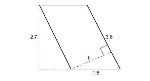 Find the height h of the parallelogram.  a)1.75 units  b)1.5 units  c)1.175 units