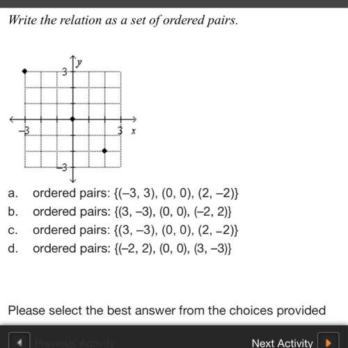 Write the relation as a set of ordered pairs. a. ordered pairs: {(–3, 3), (