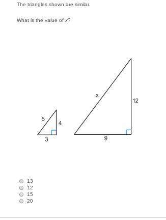 The triangles shown are similar. what is the value of x?