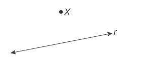 What are the steps for using a compass and straightedge to construct a line through point x that is