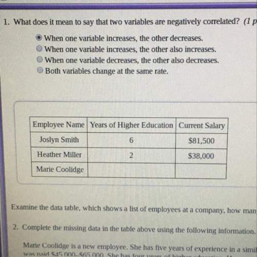 4. which of the following is a variable in the data table above? (1 point) previous salary