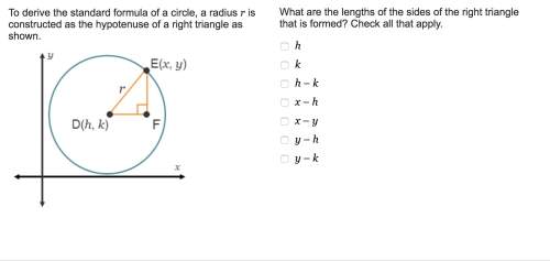 To derive the standard formula of a circle, a radius r is constructed as the hypotenuse of a right t