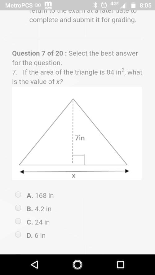 If the area of the triangle is 84 in2, what is the value of x?