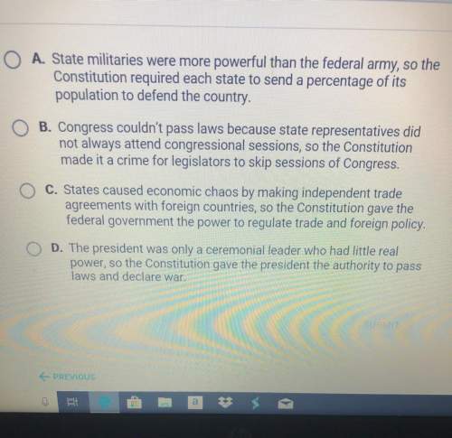 Which statement bestexplains how the constitution addressed a weakness in the articles of confederat
