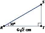 What is the exact length of st ?  a) 6 cm b) 2√6 cm&lt;