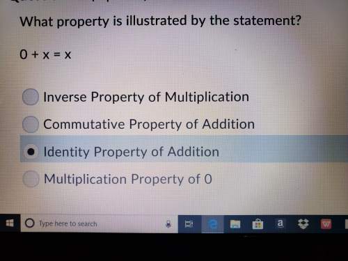 What property is illustrated by the statement? 0 + x = xi don't know about this one. an