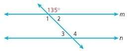 In the figure, line m is || line n. name a pair of supplementary angles.