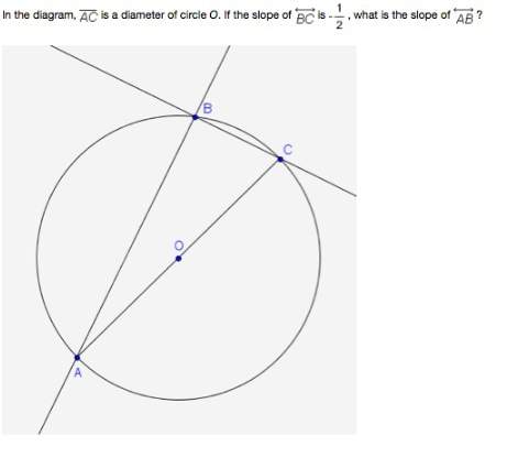 In the diagram, ac is a diameter of circle o. if the slope of bc is -1/2 , what is the slope of ab?