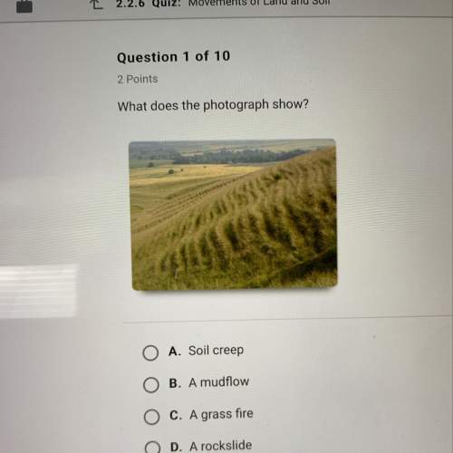 What does the photograph show?  a. soil creep ооо b. a mudflow c. a grass fi