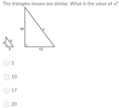 the triangles shown are similar. what is the value of x