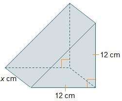 The right triangular prism has a volume of 1,152 cm3. what is the value of x, the height of the pris
