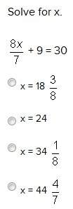 Solve for x. answer the math equation shown below