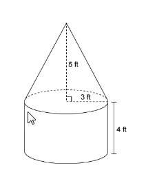The figure is made up of a cylinder and a cone. what is the volume of the figure?