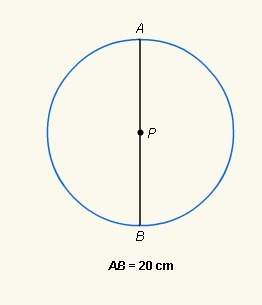 What is the circumference of circle p in pi?