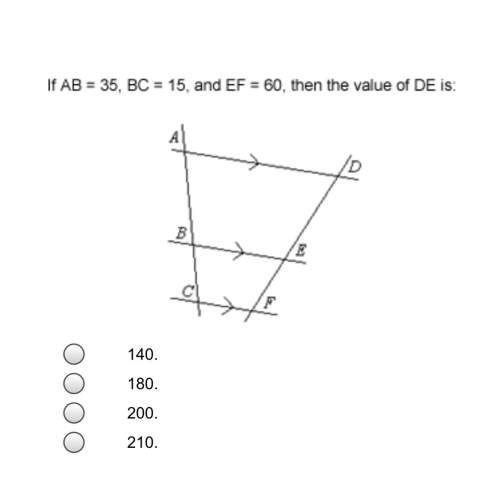 If ab = 35, bc = 15, and ef = 60, then the value of de is: