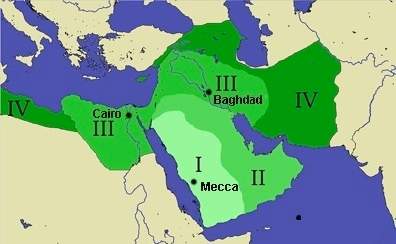 Each number on the map corresponds to the territory gained under a particular islamic leader. what d