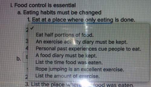 I. food control is essentiala. eat at a place where only eating is done. look at photo f