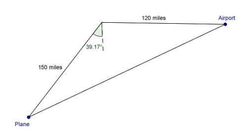 An airplane leaves an airport and flies due west 120 miles and then 150 miles in the direction s 39.