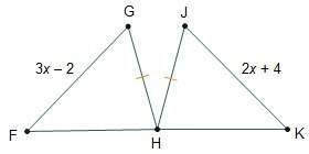 point h is the midpoint of side fk. for the triangles to be congruent