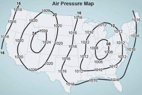 Examine the air pressure map. which type of line is shown on the map?
