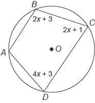 Really need with math question.  quadrilateral abcd  is inscribed in circle o.  what