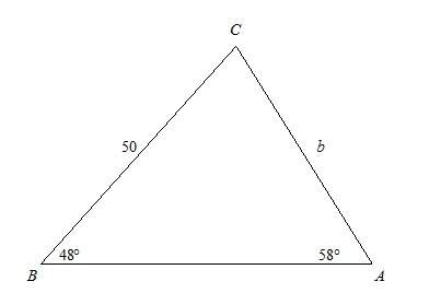 Use the law of sines to find the missing side of the triangle. find b.