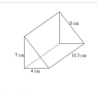 What is the volume of this right triangular prism? a.)144.2 cm3b.)164.8 cm3&lt;