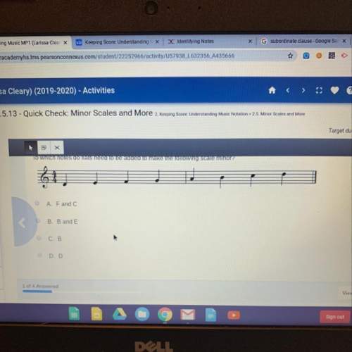 Multiple choice to which notes do flats need to be added to make the following scale minor?