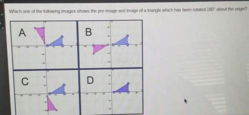 Which one of the following images shows the pre-image and image of a triangle which has been rotated