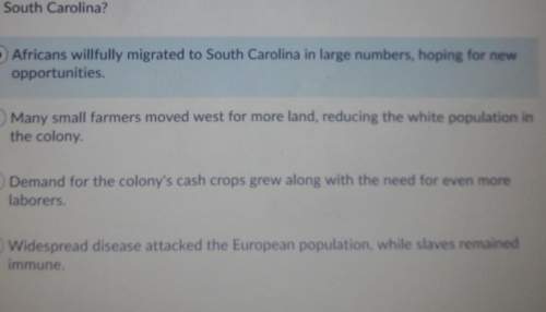 Which statement best explains why there were more slaves than european settlersin south caroli