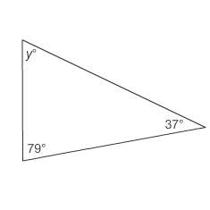 What is the value of y?   a triangle with angle measures thirty-seven degree