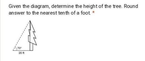 Given the diagram determine the height of the tree. round answer to the nearest tenth of a foot
