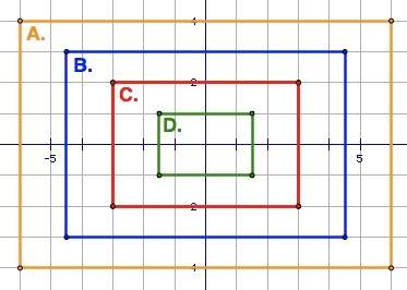 Four rectangles are shown in the diagram. for which pair of rectangles is the ratio of the side leng