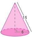 What is the surface area of the right cone below?  a. 180 units2 b. 126 units2