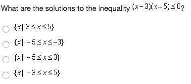 What are the solutions to the inequality (x-3)(x+5) greater than or equal to 0?